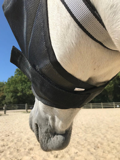 Leichte Pferdemaske Equivizor Anti-UV mit Ohrenklappen gegen Uveitis bei Pferden - Equidiva