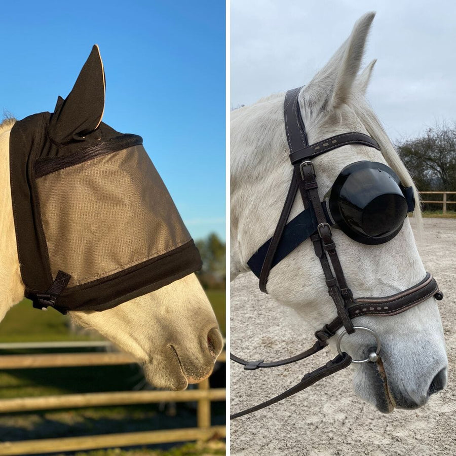 Pack masque de pré Premium avec cache-oreilles et lunettes de travail equigoogs