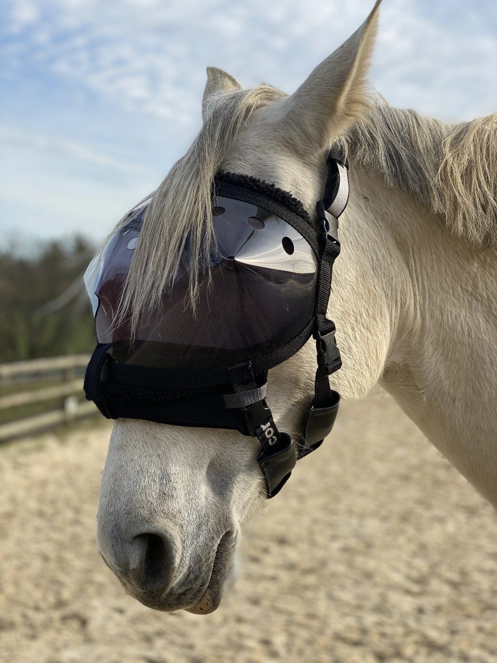 Equivizor oogmasker voor paarden tijdens herstel -  donker PVC met UV-bescherming - Equidiva