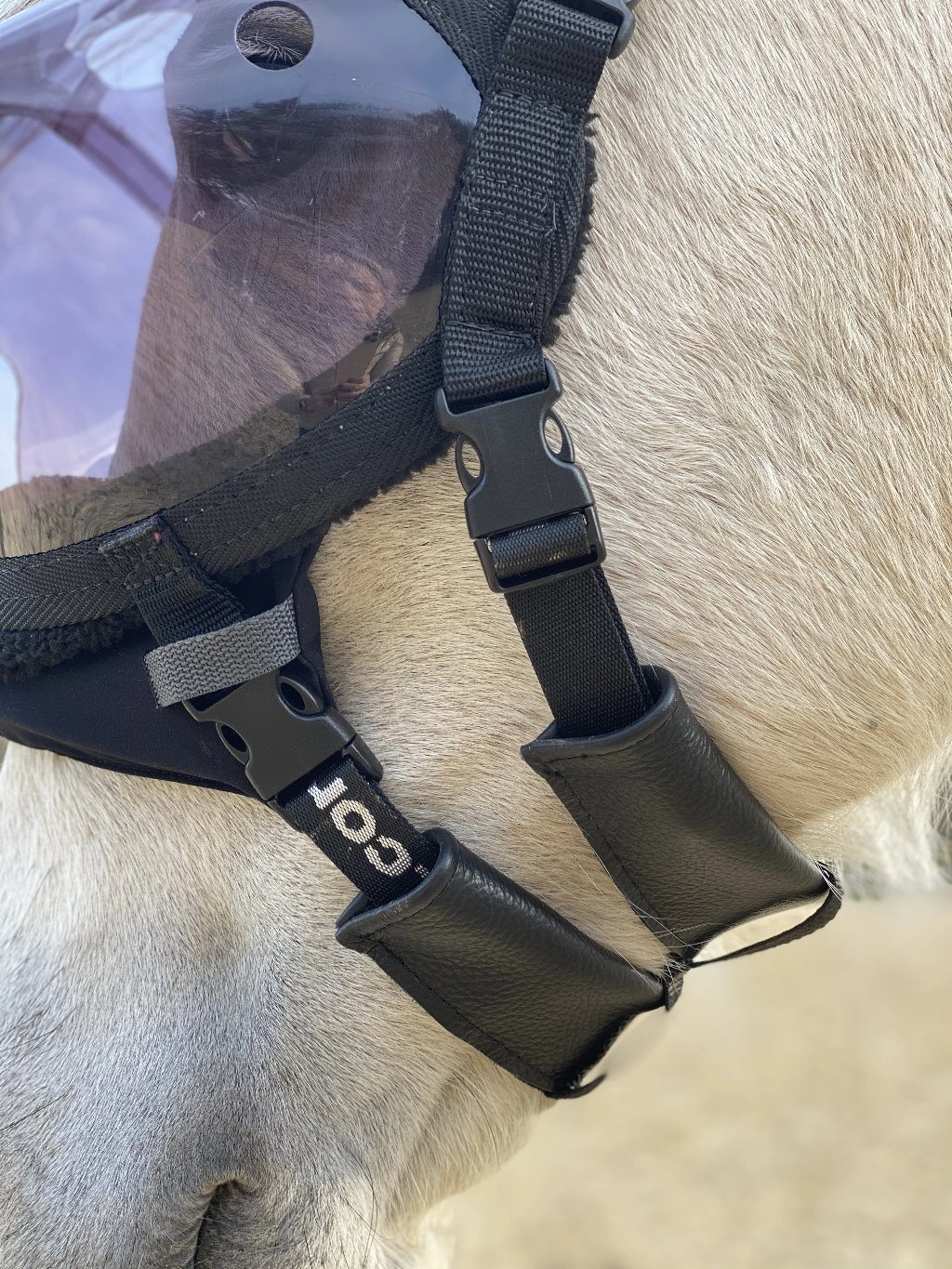Equivizor oogmasker voor paarden tijdens herstel -  donker PVC met UV-bescherming - Equidiva