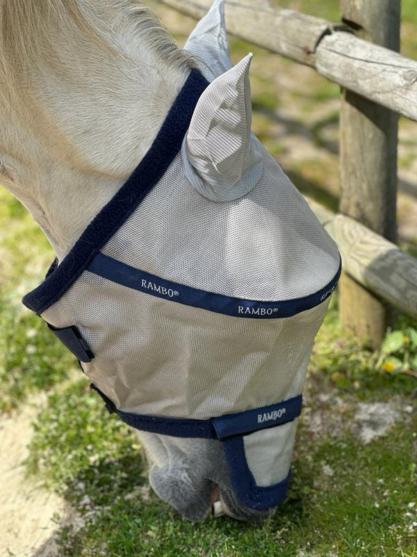 Masque à Mouches Charlie Horse Pour Cheval – Avec Oreilles, Taille L – Beige